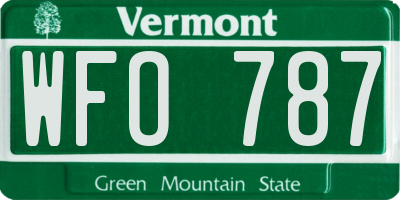 VT license plate WFO787