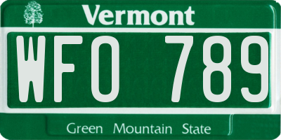 VT license plate WFO789