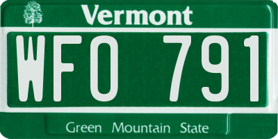 VT license plate WFO791
