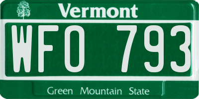 VT license plate WFO793