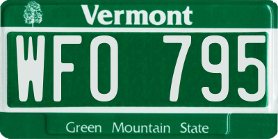 VT license plate WFO795