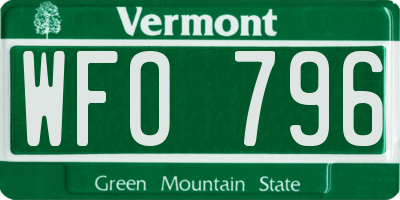 VT license plate WFO796