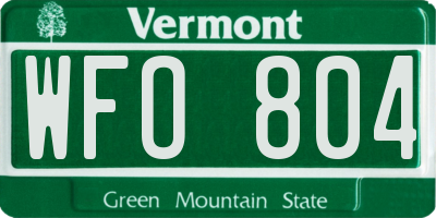 VT license plate WFO804