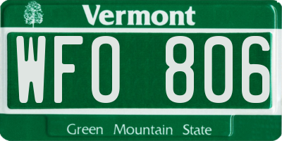 VT license plate WFO806