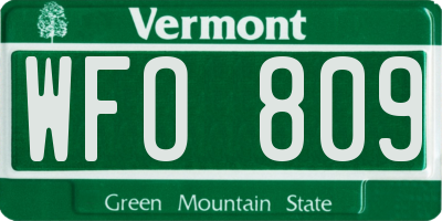 VT license plate WFO809