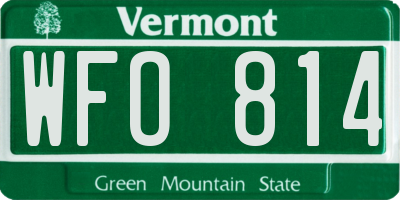 VT license plate WFO814