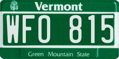 VT license plate WFO815