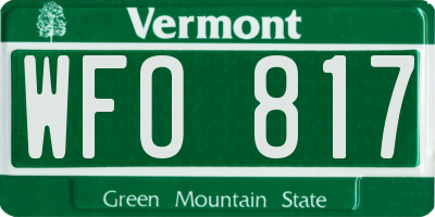 VT license plate WFO817