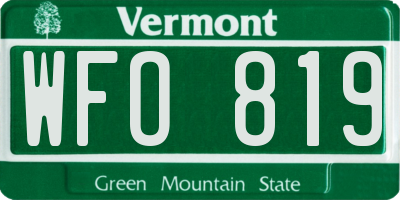 VT license plate WFO819