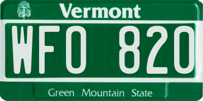VT license plate WFO820