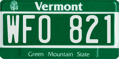 VT license plate WFO821