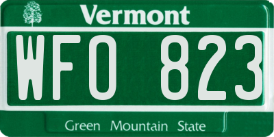 VT license plate WFO823