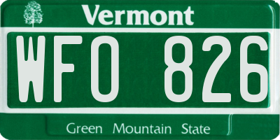 VT license plate WFO826