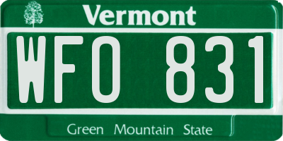 VT license plate WFO831