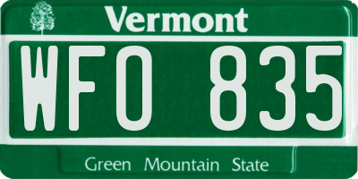 VT license plate WFO835