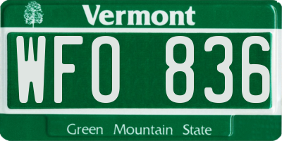 VT license plate WFO836