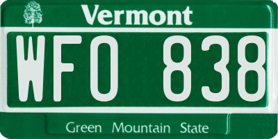 VT license plate WFO838