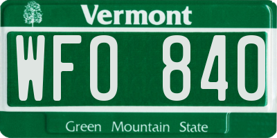 VT license plate WFO840