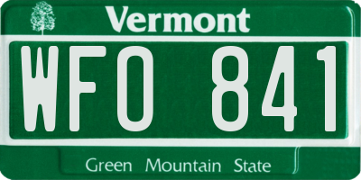VT license plate WFO841