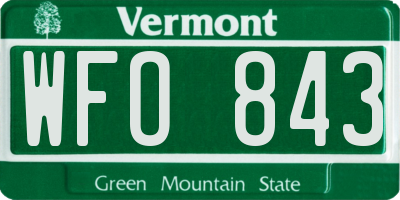 VT license plate WFO843