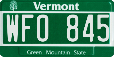 VT license plate WFO845
