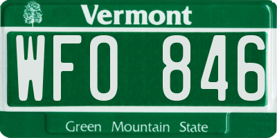VT license plate WFO846