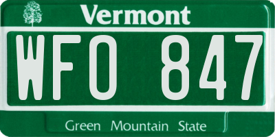 VT license plate WFO847