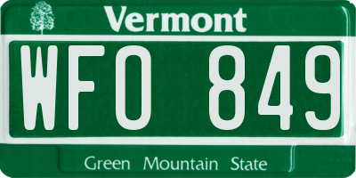 VT license plate WFO849