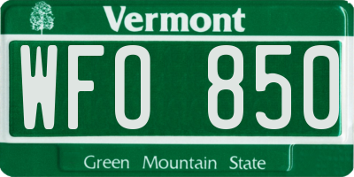 VT license plate WFO850