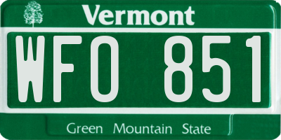 VT license plate WFO851