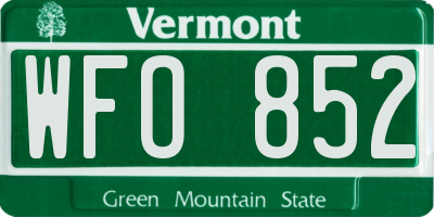 VT license plate WFO852