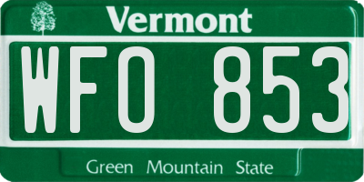 VT license plate WFO853