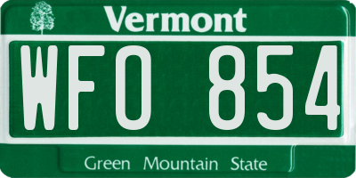 VT license plate WFO854