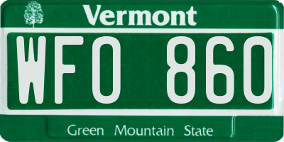 VT license plate WFO860