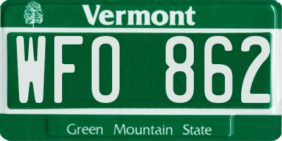 VT license plate WFO862