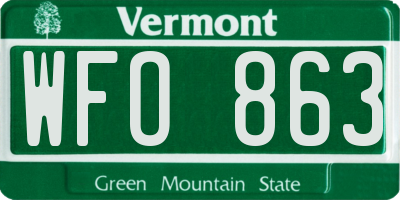 VT license plate WFO863