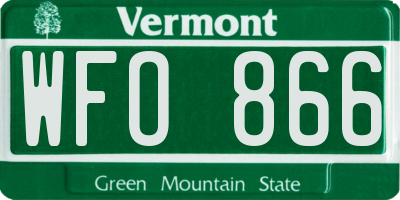 VT license plate WFO866