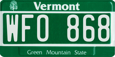 VT license plate WFO868