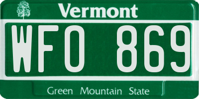 VT license plate WFO869