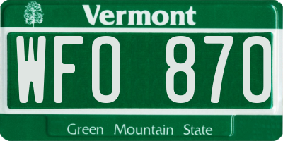VT license plate WFO870