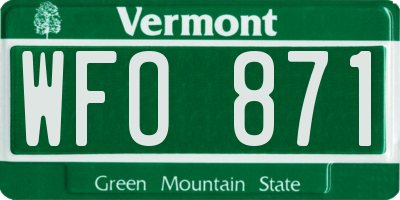 VT license plate WFO871