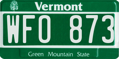 VT license plate WFO873