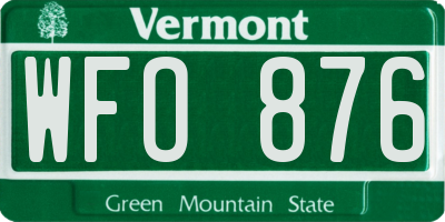 VT license plate WFO876