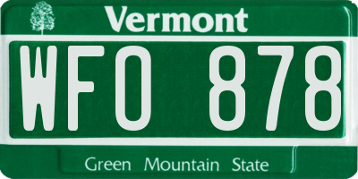 VT license plate WFO878