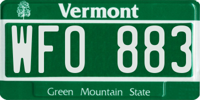 VT license plate WFO883