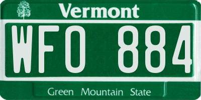 VT license plate WFO884