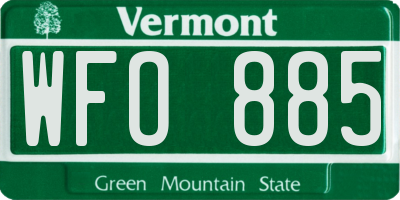 VT license plate WFO885