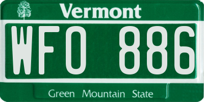VT license plate WFO886