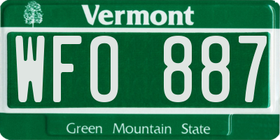 VT license plate WFO887