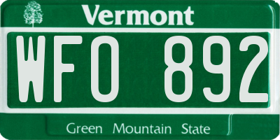 VT license plate WFO892
